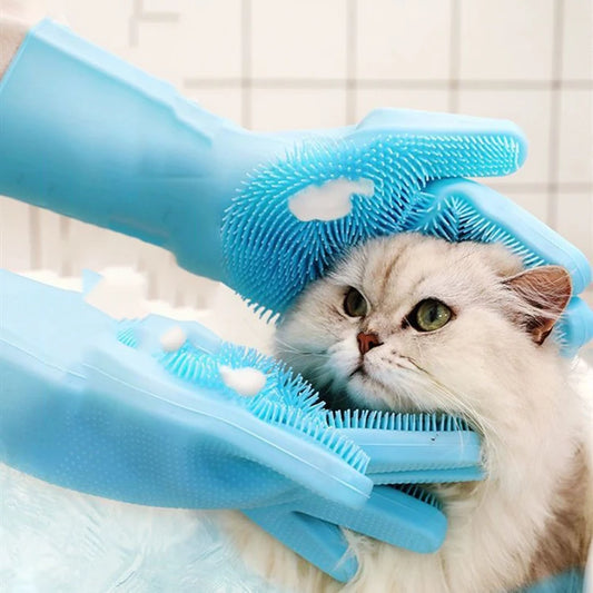 Pet Bath Silicone Scrub Gloves