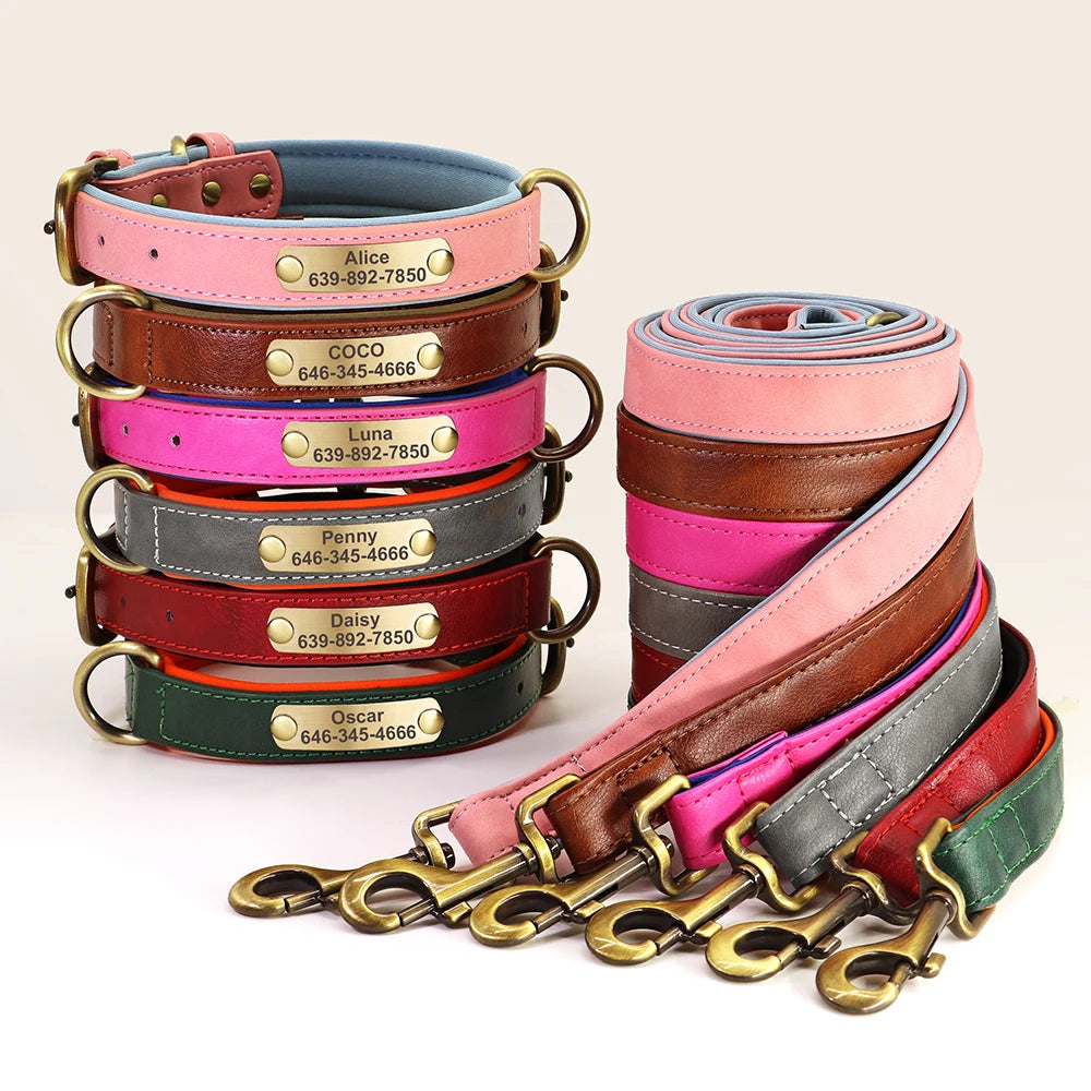 Personalized Dog Collar Leash Set