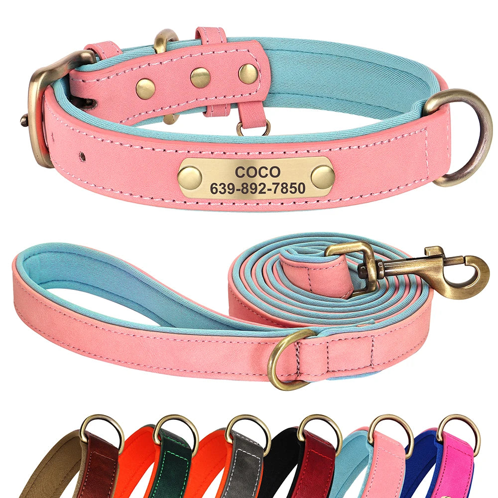 Personalized Dog Collar Leash Set