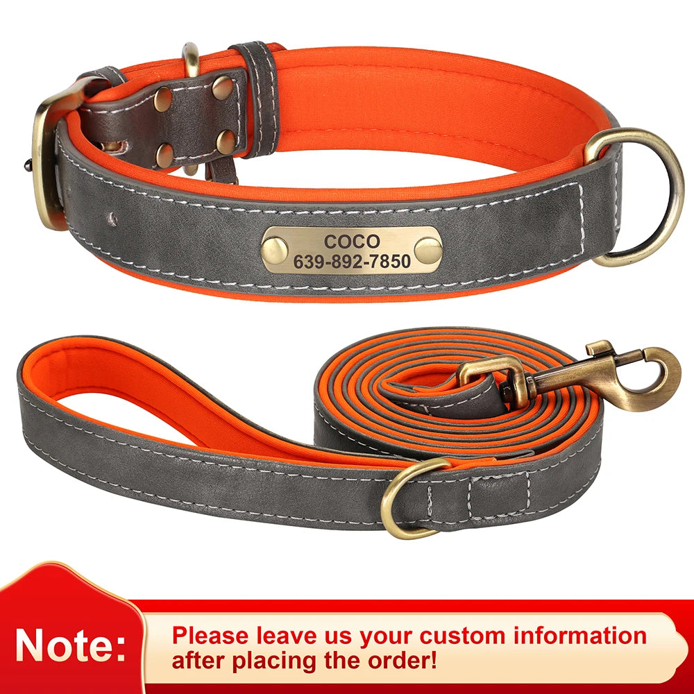 Personalized Dog Collar Leash Set