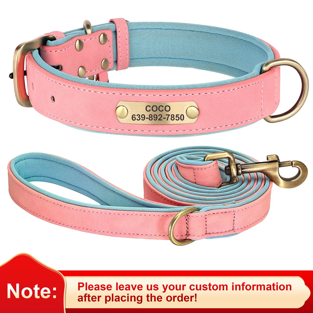 Personalized Dog Collar Leash Set