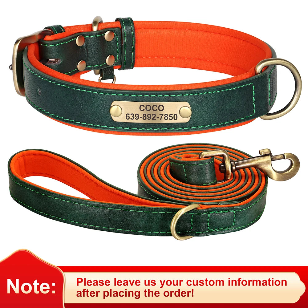Personalized Dog Collar Leash Set